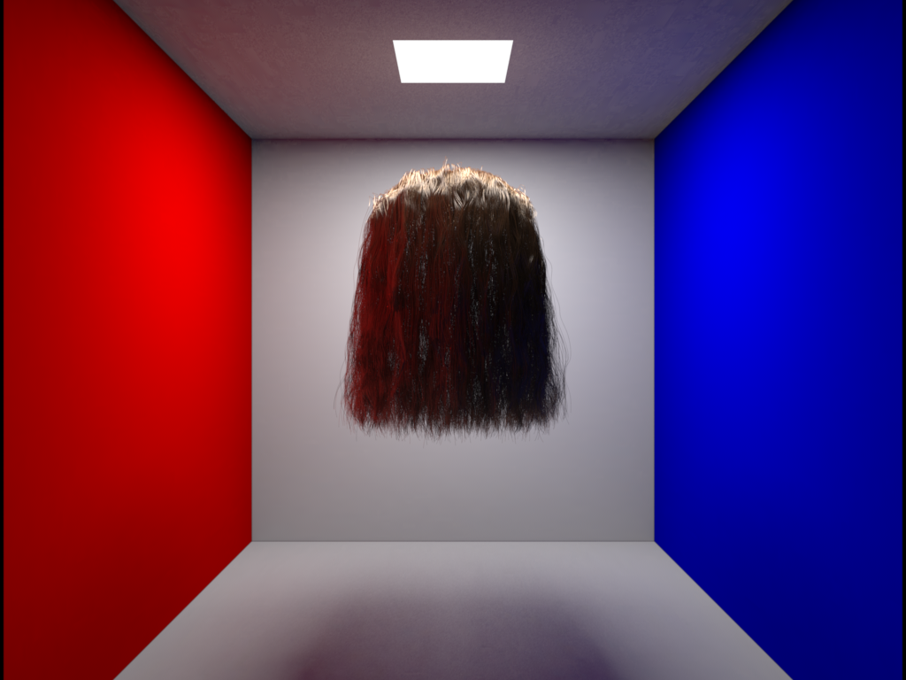 plausibleIsHair under area lighting in a Cornell Box