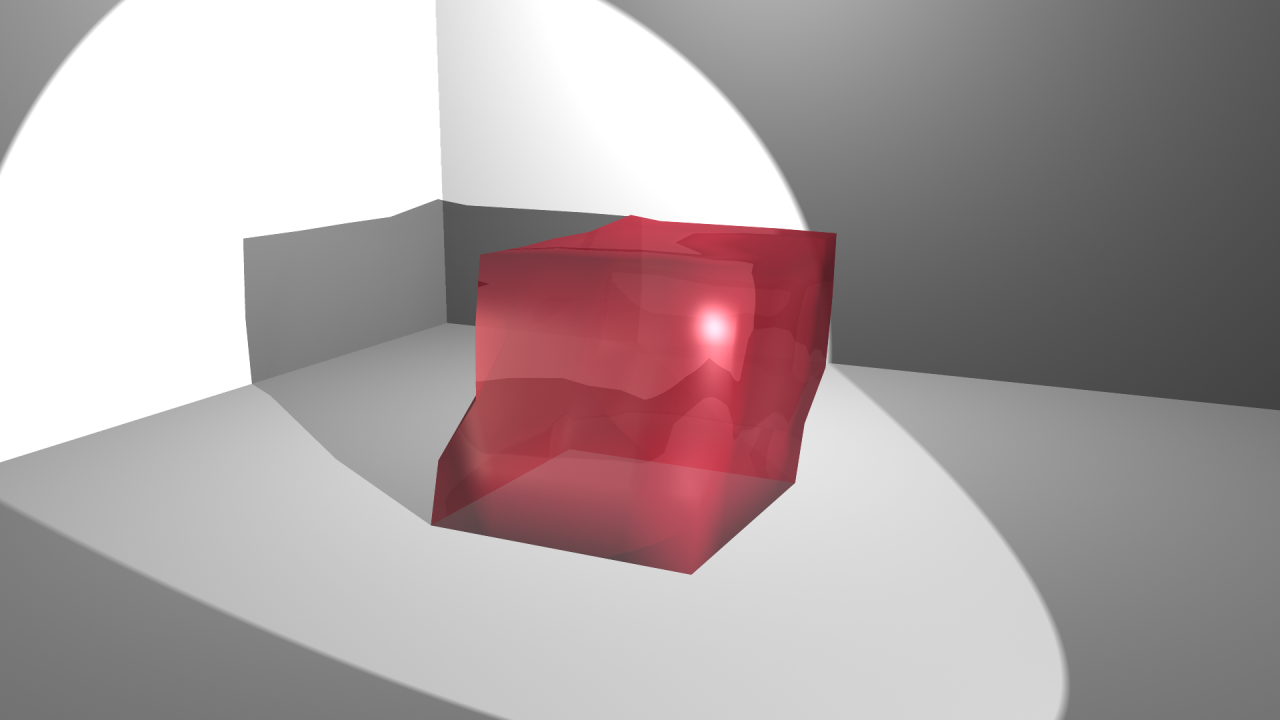 a distorted cube, like jelly